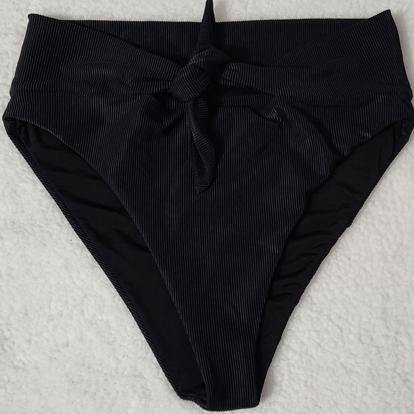 New!Beach Riot Emma Bikini Bottom‎ Solid Black Rib - Picture 7 of 10